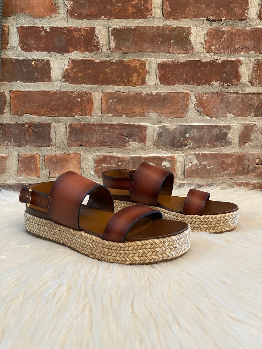 Naturalizer Patience Platform Brown Leather Sandals, Size 9.5 - Picture 1 of 16